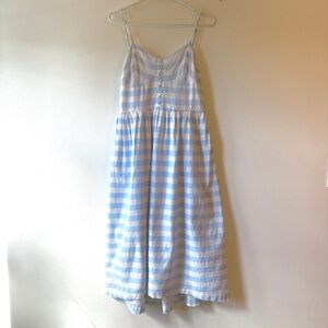Guess Blue and White Striped Spaghetti Strap Midi Dress